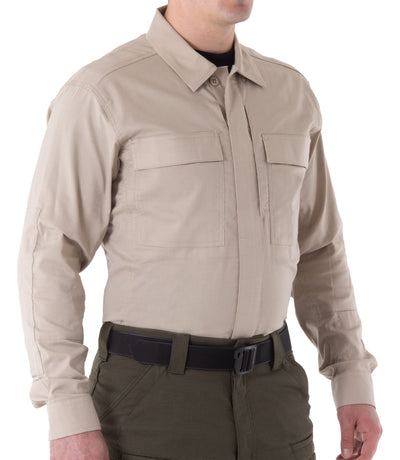 Side of Men's V2 BDU Long Sleeve Shirt in Khaki