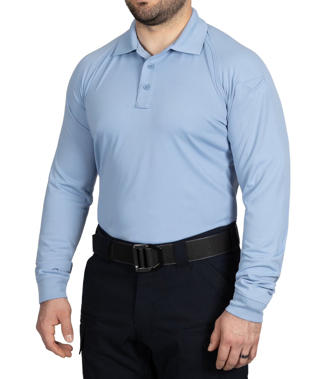 Men's Performance Long Sleeve Polo / Medium Blue