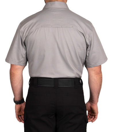 Back of Men's V2 Tactical Short Sleeve Shirt in Nickel Grey