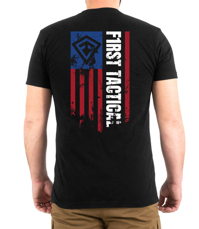 Back of Vertical Flag T-Shirt in Black