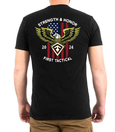 Back of Strength & Honor T-Shirt in Black