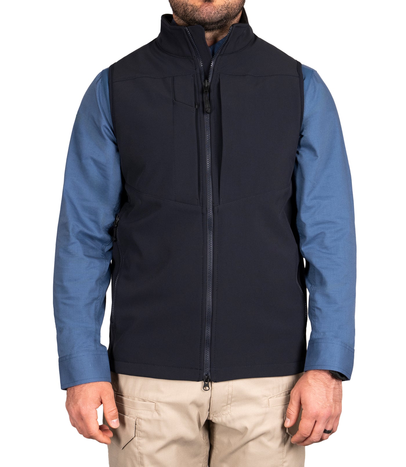 Front of Tactix Softshell Vest in Midnight Navy