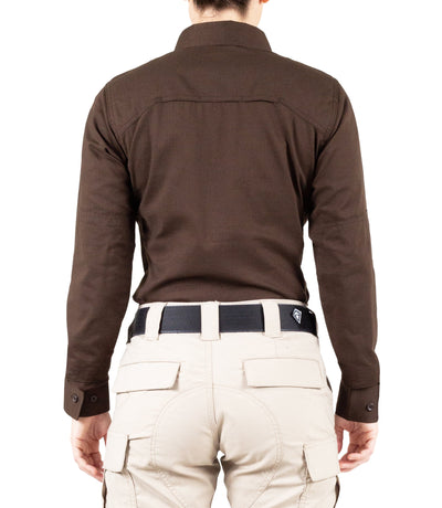 Back of Women's V2 Tactical Long Sleeve Shirt in Kodiak Brown