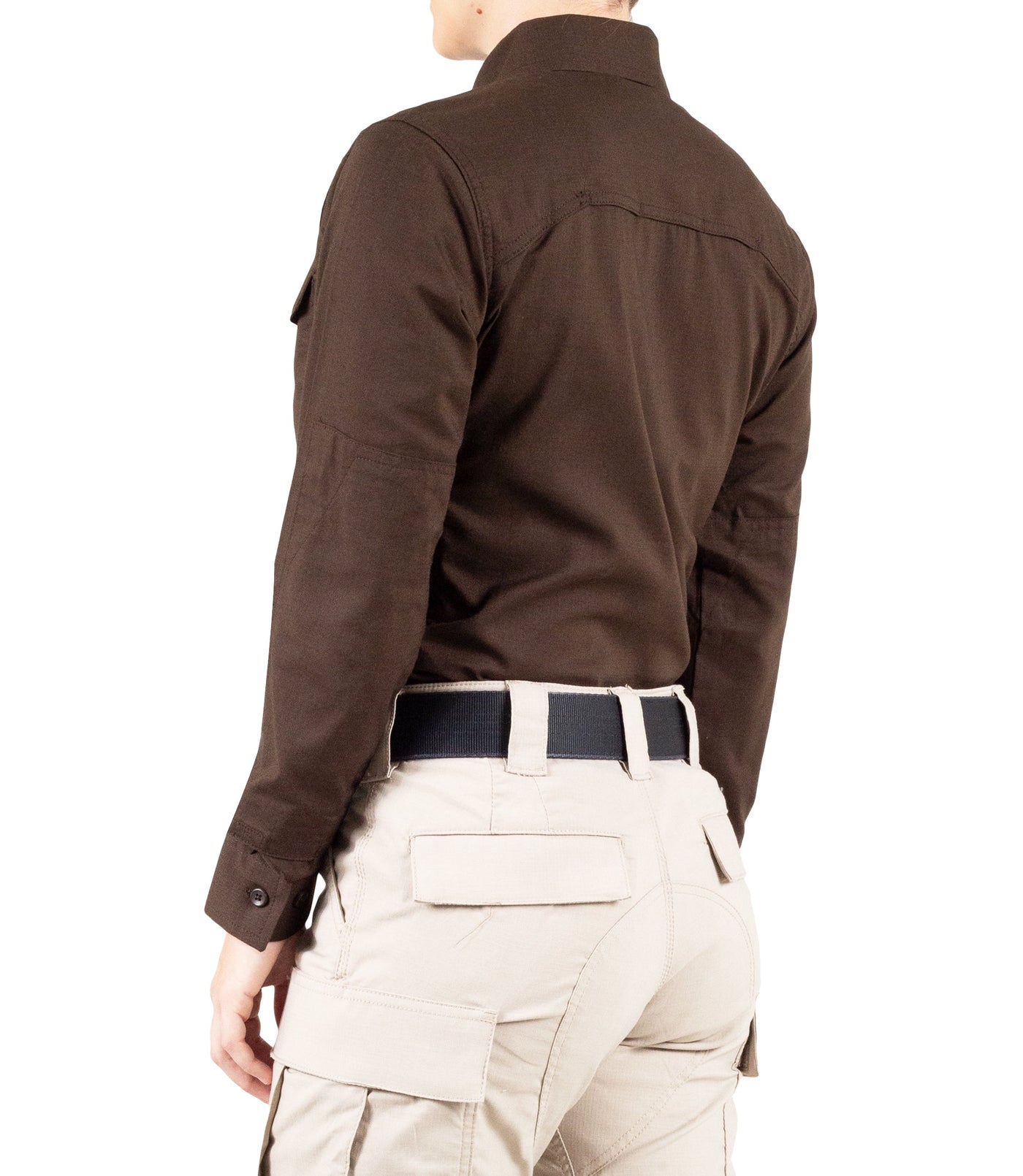 Side of Women's V2 Tactical Long Sleeve Shirt in Kodiak Brown