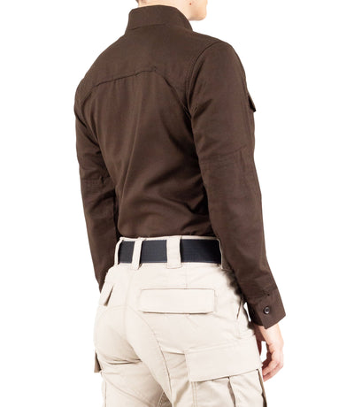 Side of Women's V2 Tactical Long Sleeve Shirt in Kodiak Brown