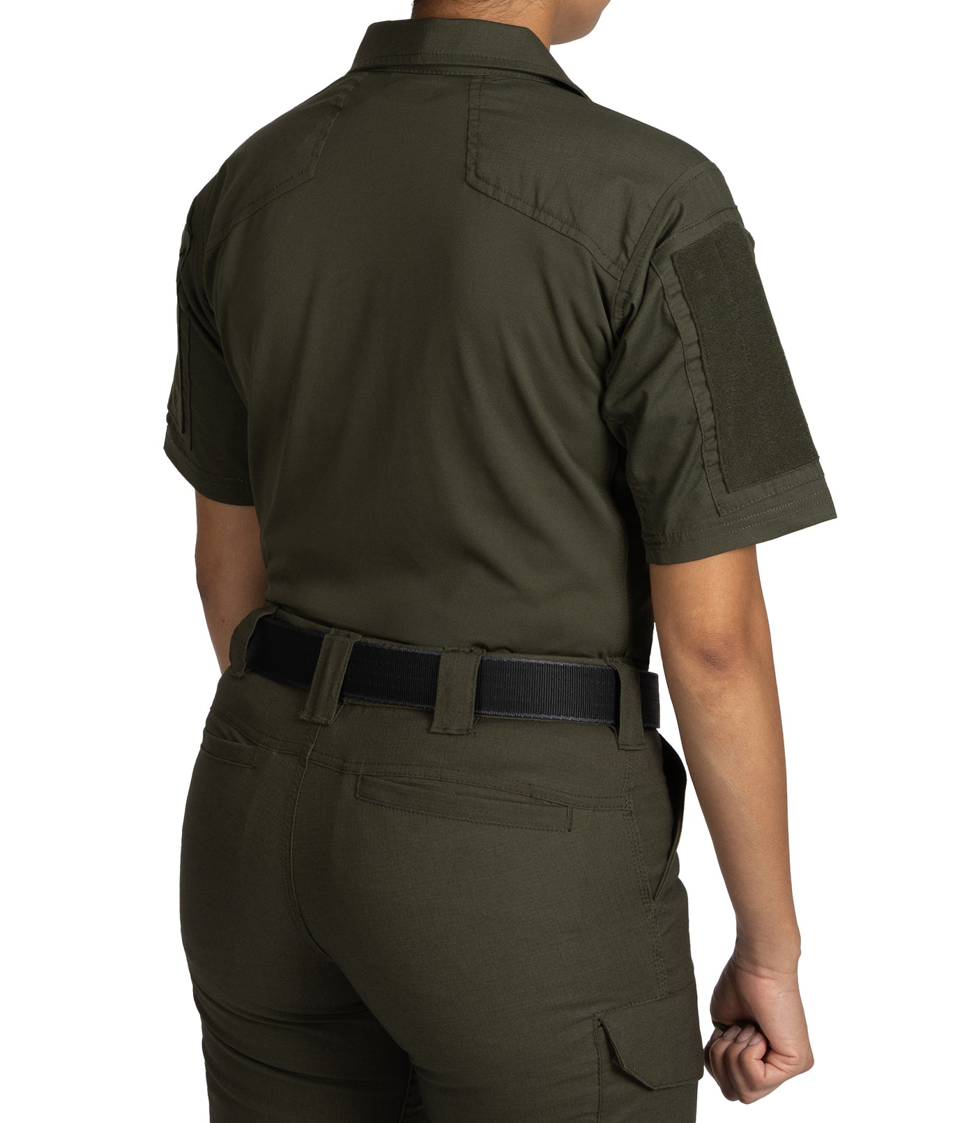 Back of Women's V2 Responder SS Shirt in OD Green