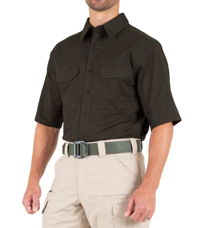 Side of Men's V2 Tactical Short Sleeve Shirt in Kodiak Brown