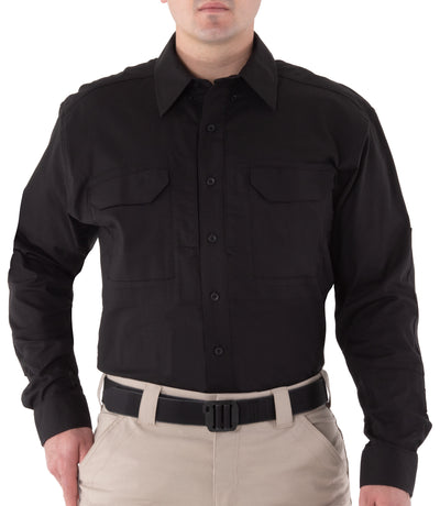 Front of Men's V2 Tactical Long Sleeve Shirt in Black