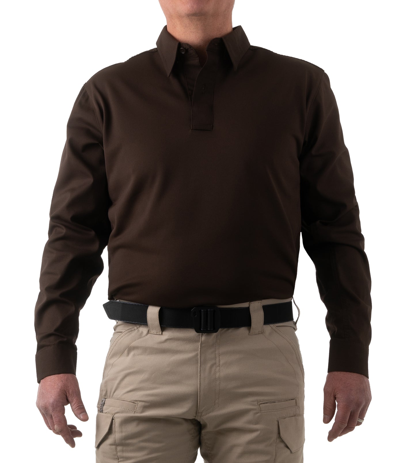 Front of Men's V2 Pro Performance Shirt in Kodiak Brown