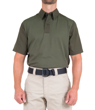 Front of Men's V2 Pro Performance Short Sleeve Shirt in OD Green