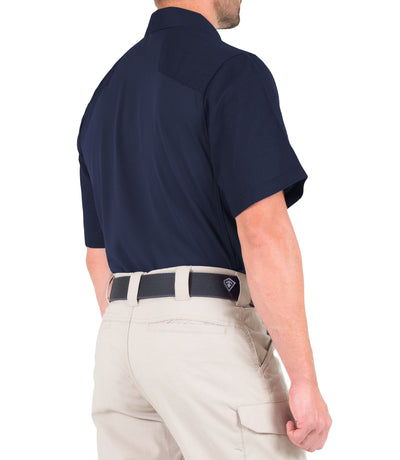 Side of Men's V2 Pro Performance Short Sleeve Shirt in Midnight Navy