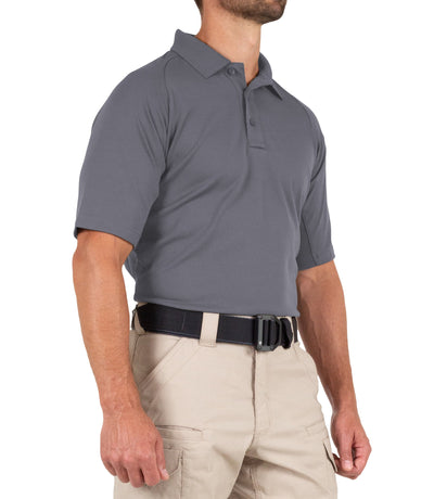 Side of Men's Performance Short Sleeve Polo in Wolf Grey