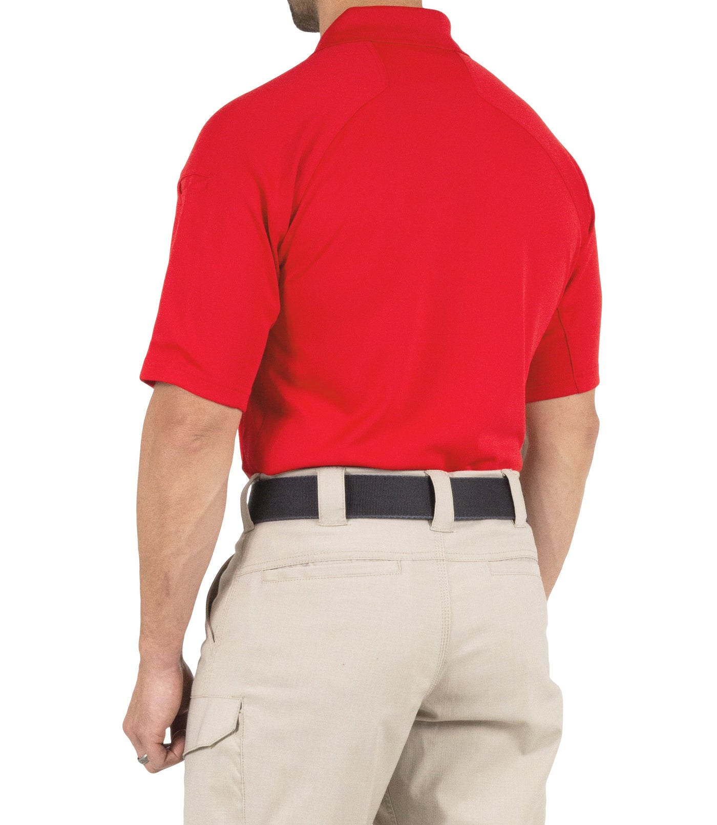 Side of Men's Performance Short Sleeve Polo in Red