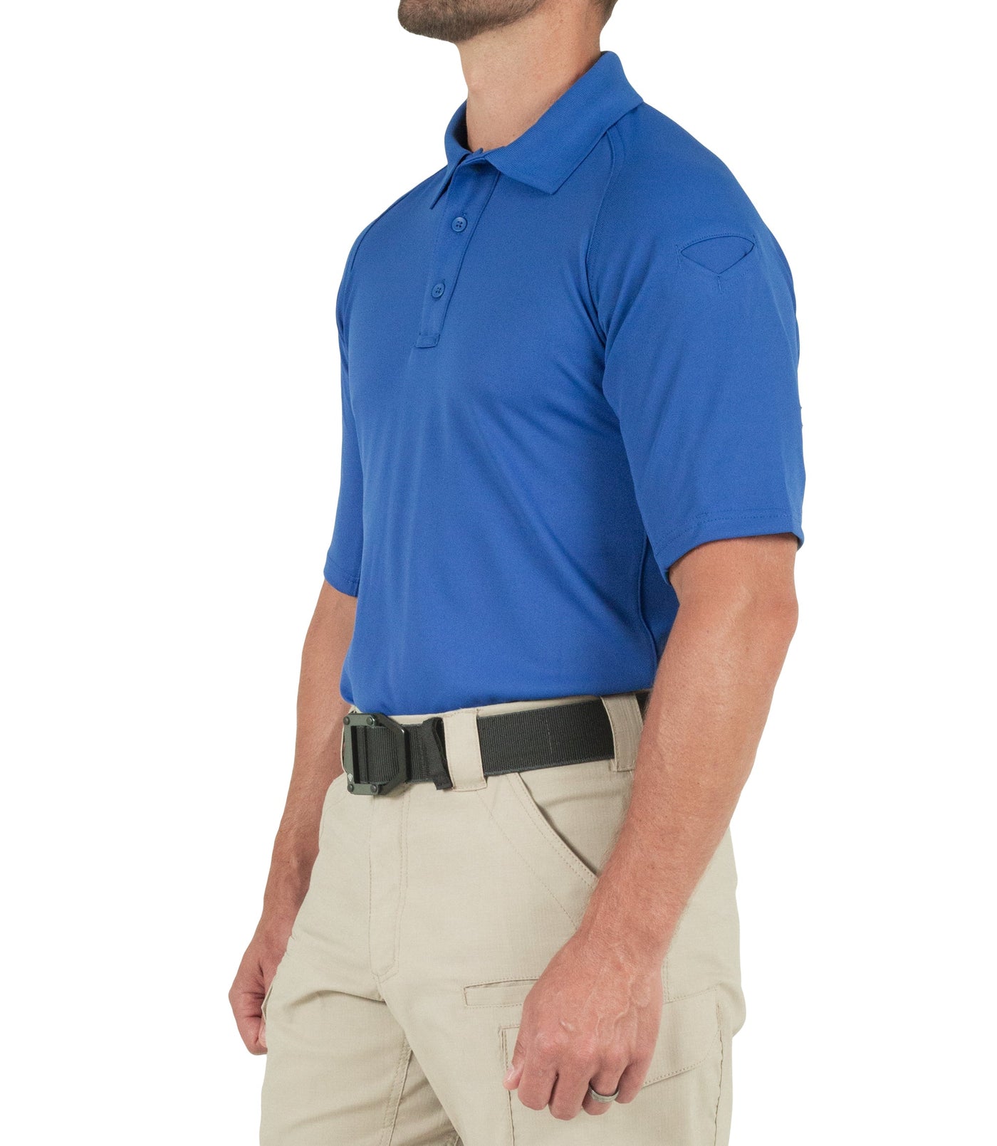 Side of Men's Performance Short Sleeve Polo in Academy Blue