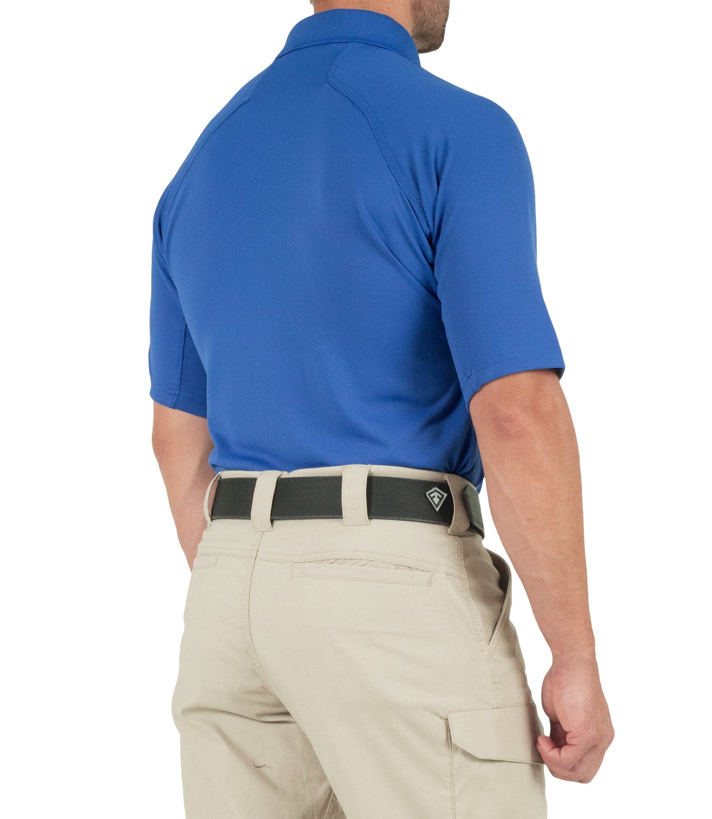 Side of Men's Performance Short Sleeve Polo in Academy Blue