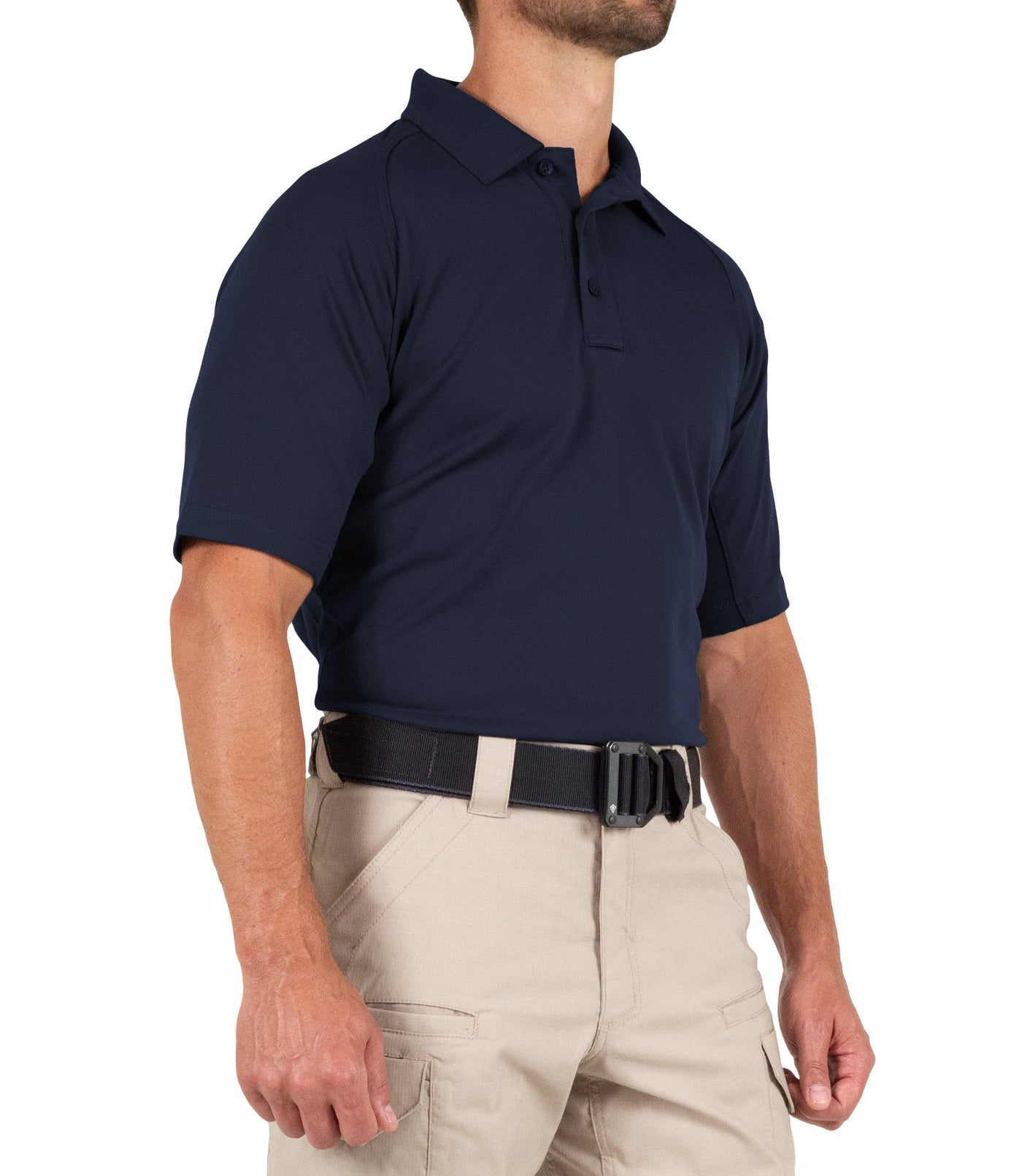 Side of Men's Performance Short Sleeve Polo in Midnight Navy