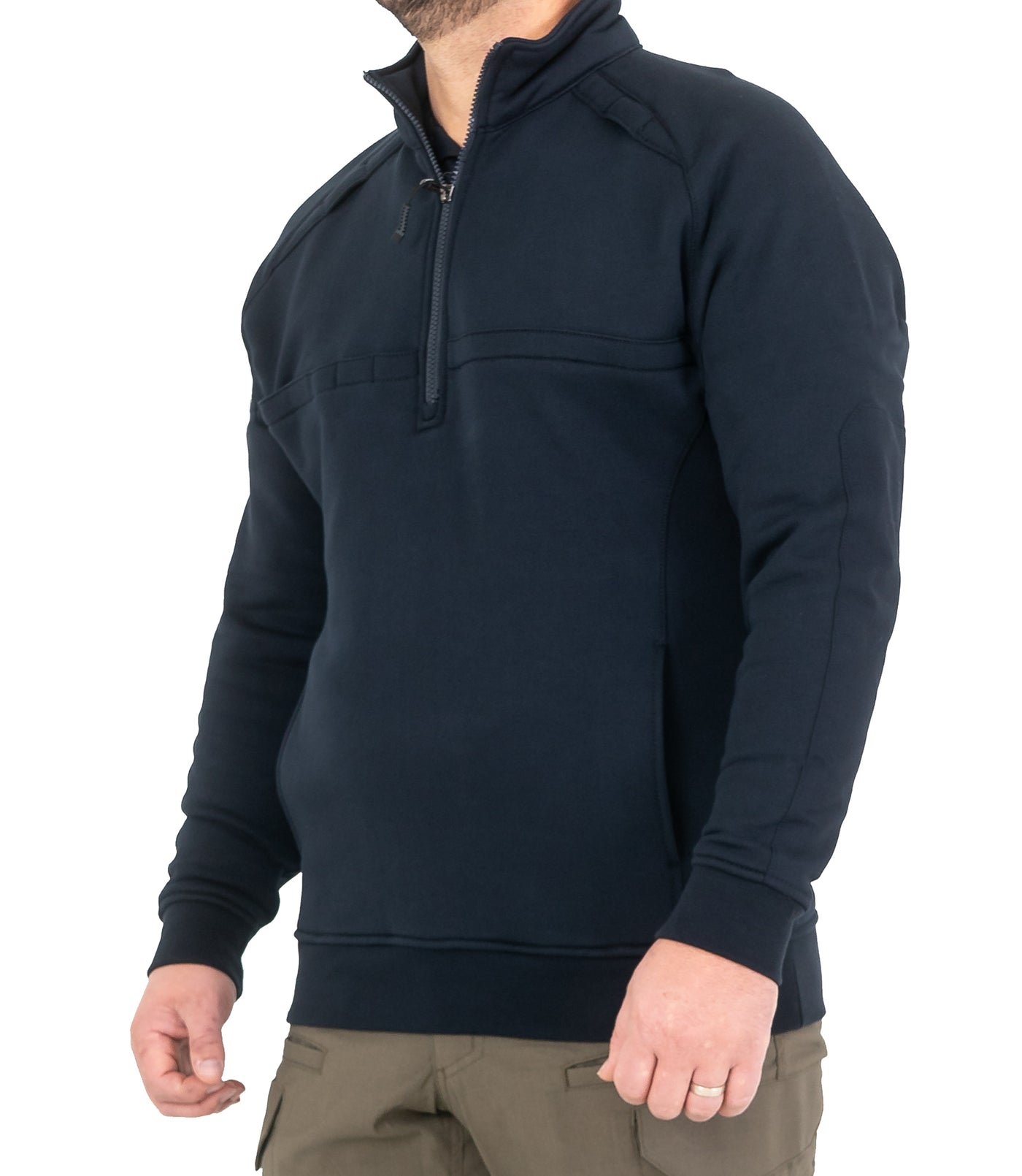 Side of Men’s Cotton Job Shirt Quarter Zip in Midnight Navy