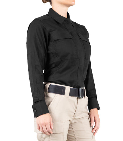 Side of Women's V2 BDU Long Sleeve Shirt in Black