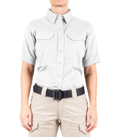 Front of Women's V2 Tactical Short Sleeve Shirt in White