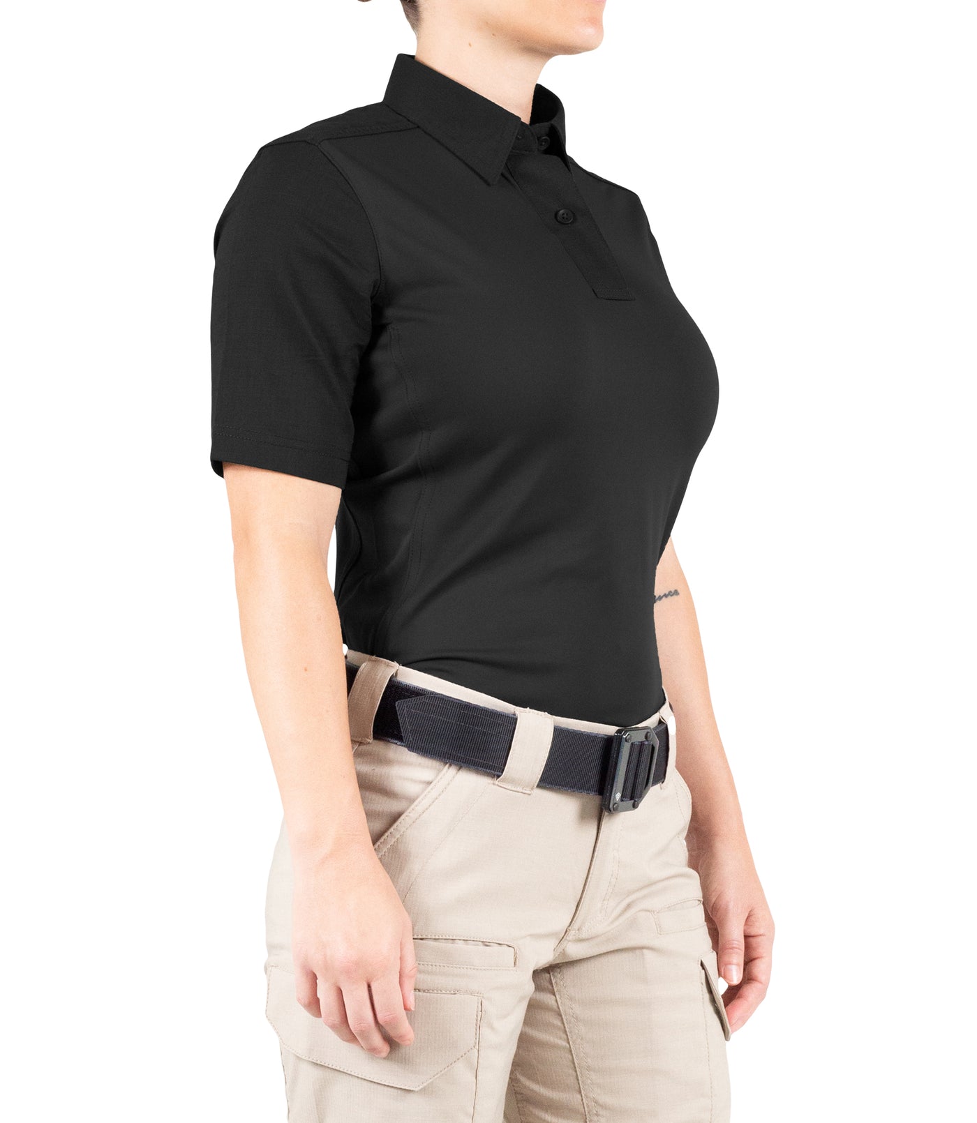 Side of Women's V2 Pro Performance Short Sleeve Shirt in Black