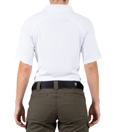 Back of Women's Performance Short Sleeve Polo in White