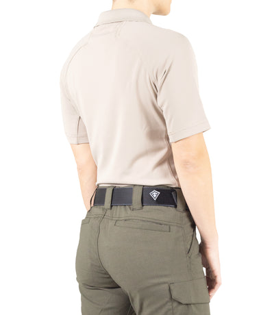 Side of Women's Performance Short Sleeve Polo in Khaki