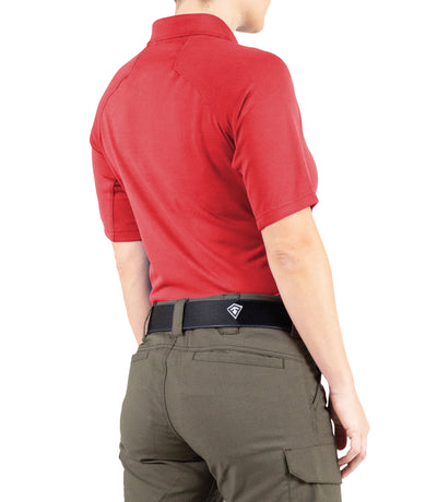 Side of Women's Performance Short Sleeve Polo in Red