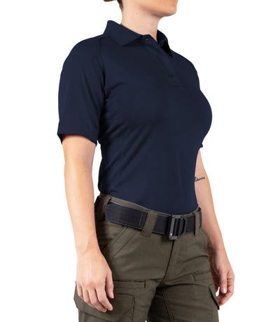 Side of Women's Performance Short Sleeve Polo in Midnight Navy