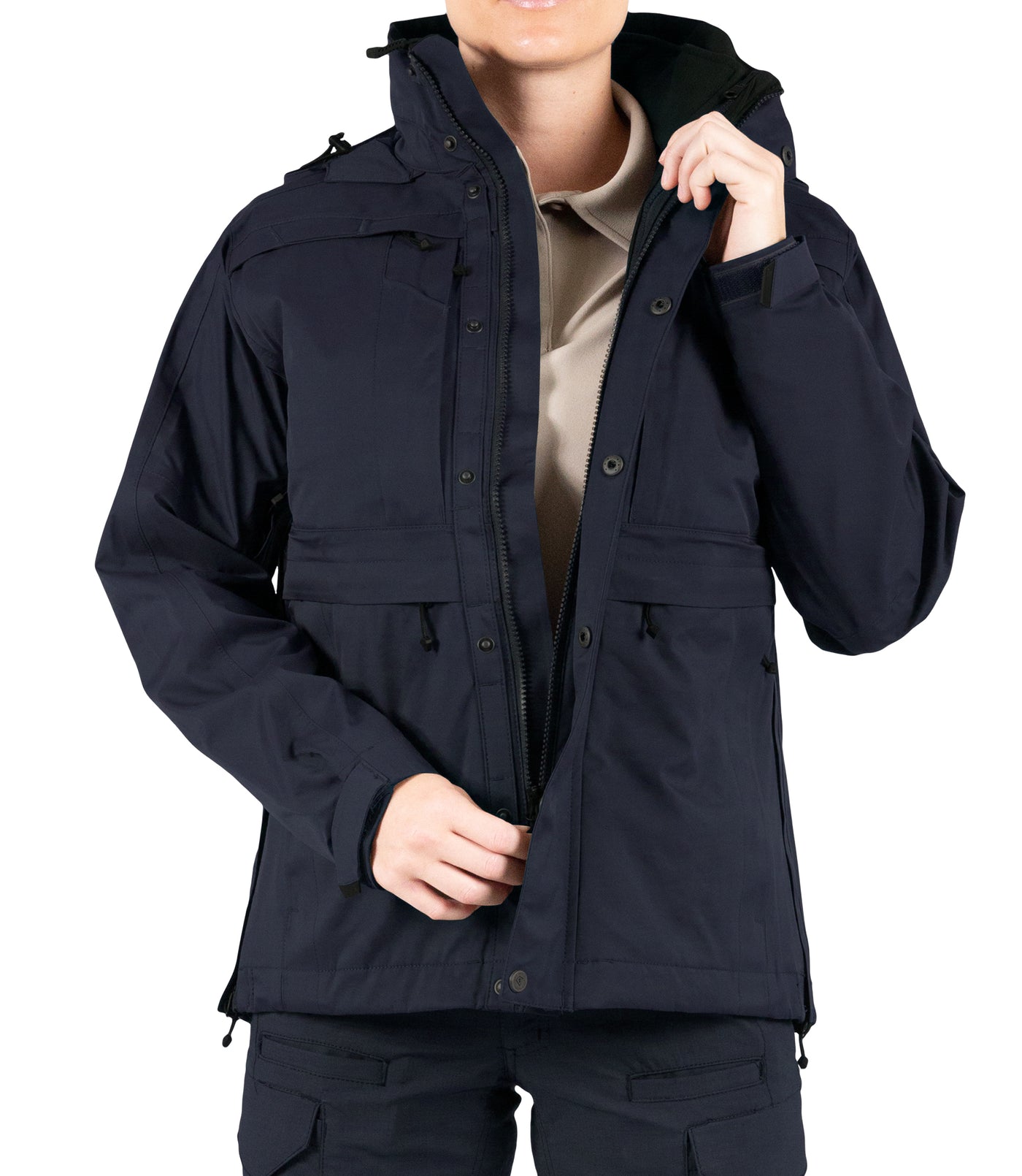 Zipper of Women’s Tactix System Parka in Midnight Navy