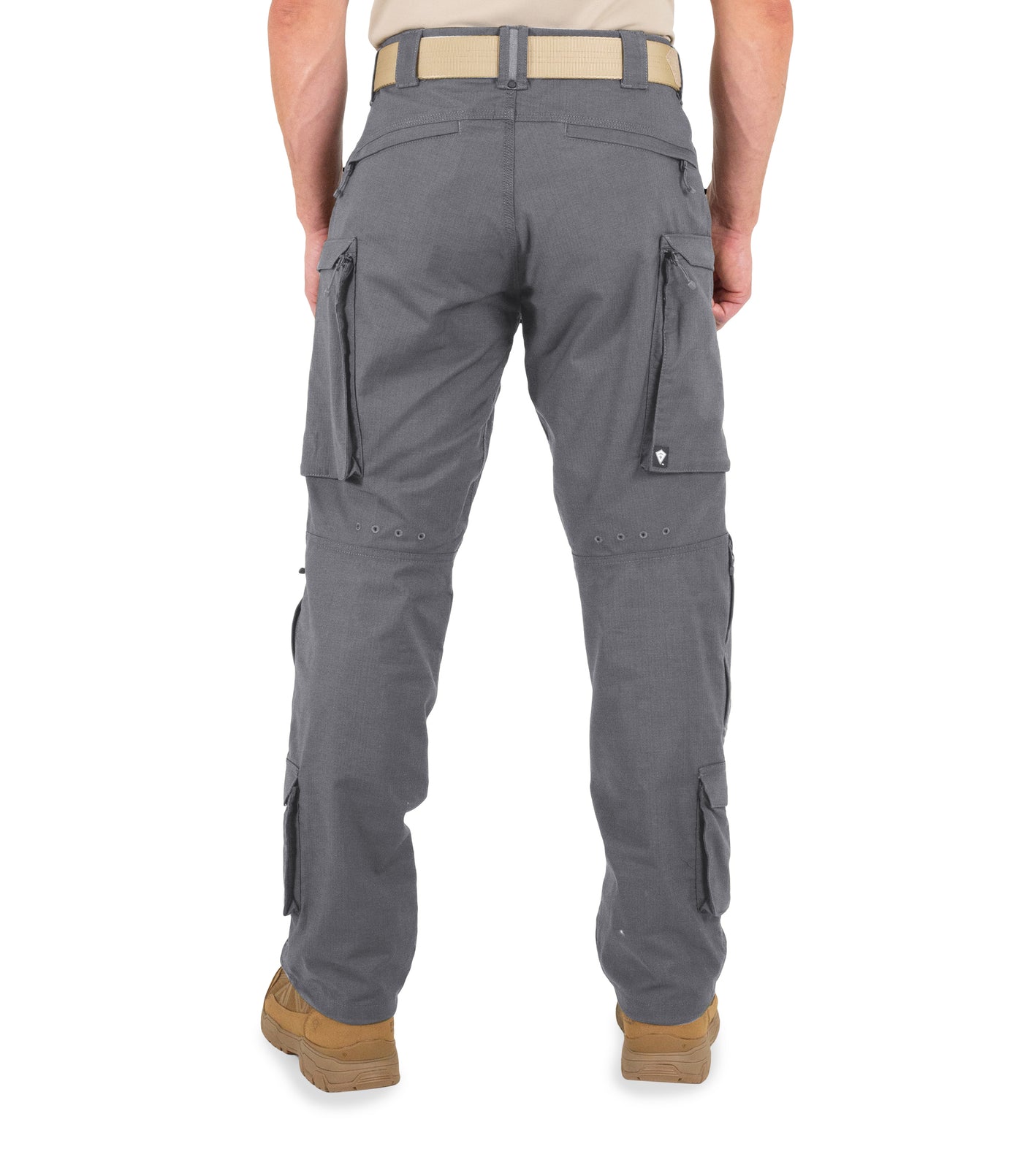 Back of Men's Defender Pants in Wolf Grey