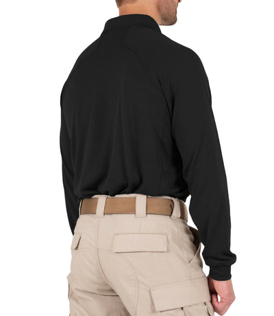 Side of Men's Performance Long Sleeve Polo in Black