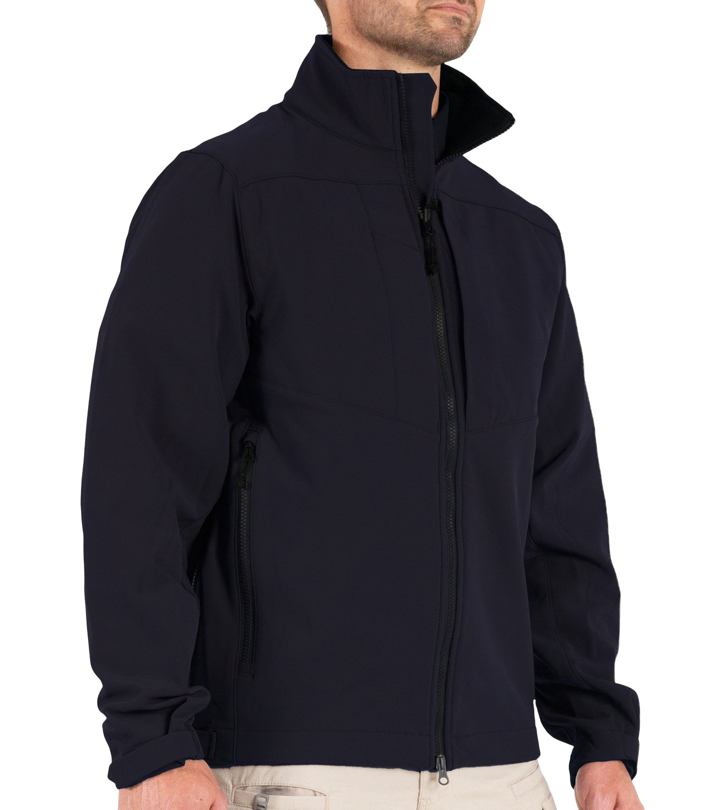 Side of Men’s Tactix Softshell Jacket (Parka Length) in Midnight Navy