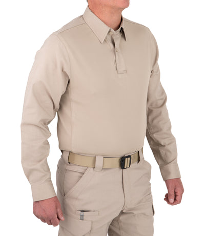 Side of Men's V2 Pro Performance Shirt in Khaki